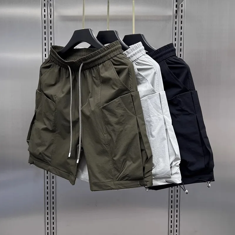 Summer New American Wide-Leg Outdoor With Large Pockets, Functional Style Men's r High Street Hip-Hop Shorts