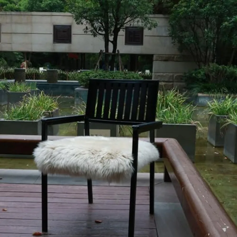 

Sheepskin Chair Cushion Non-Slip Back Square Genuine Fur Chair Cover Silky Natural Wool Seat Cushion Pad St Area Rugs Carpet fo