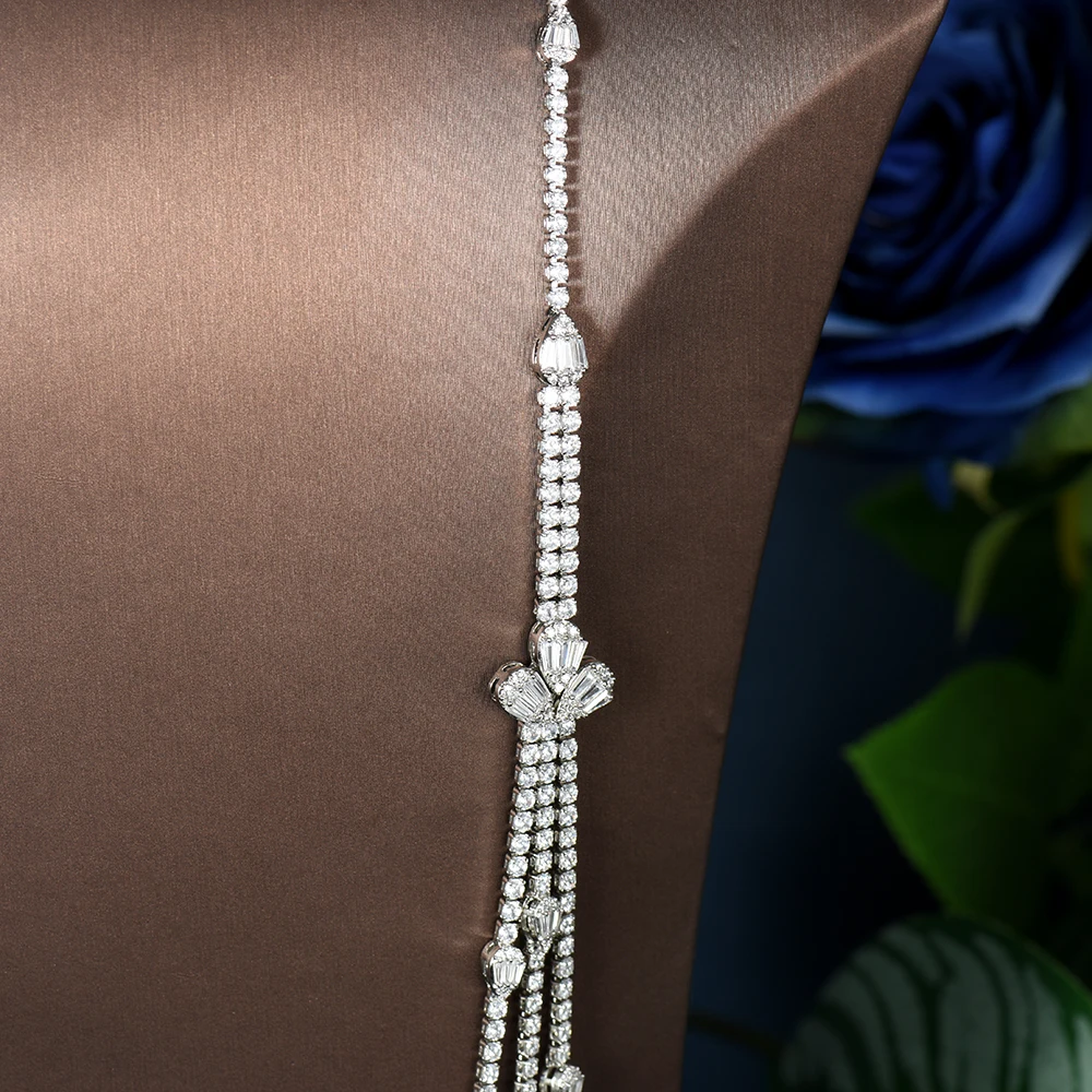 HIBRIDE Three Layers 2PCS Cubic Zirconia Women Jewelry Sets Trendy Necklace Earrings For Bridal Wedding Accessories N-1493