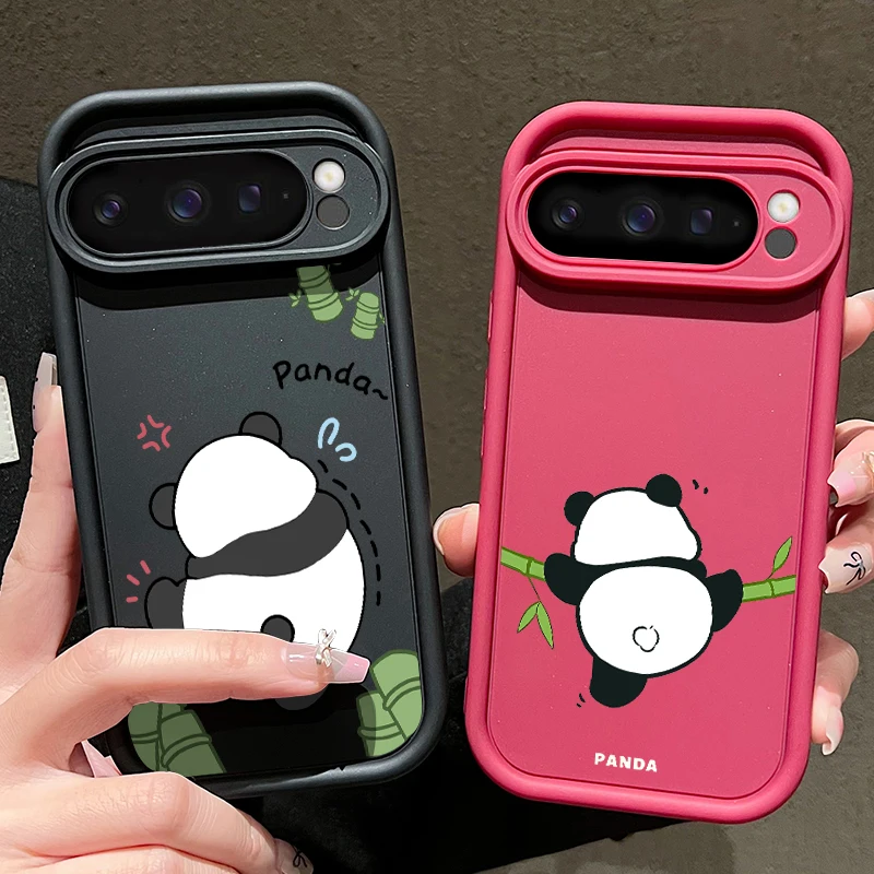 Panda Print Shockproof TPU Phone Case For Google Pixel 8 Pro 8A 9 Pro XL Solid Color Soft Silicone Back Cover For Pixel 9 8 Pro