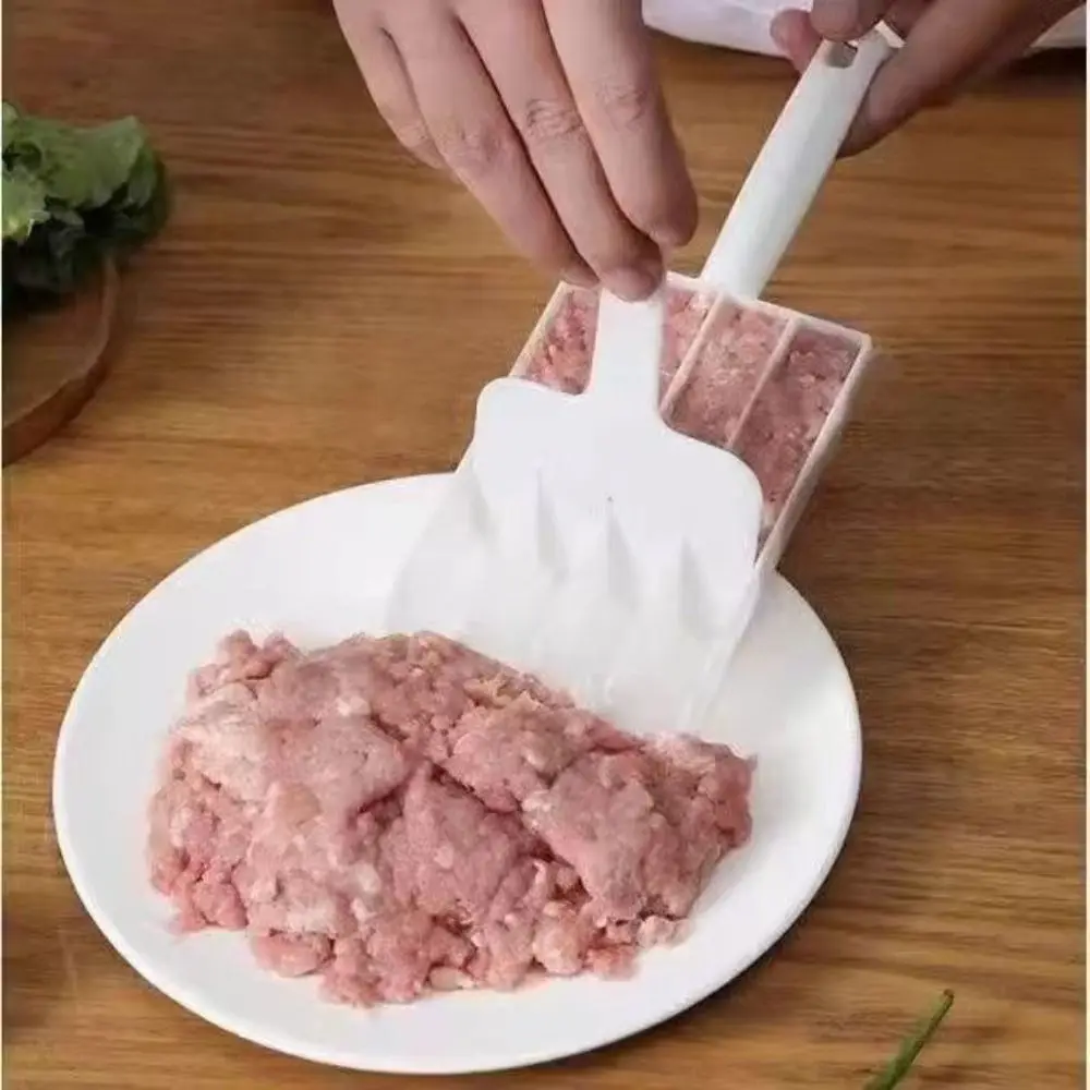 Food-grade PP Meatball Maker Pushing None-Stick Meat Baller Spoon 4 Meatballs at 1 Time with Cutting Spade Meatball Making Tools