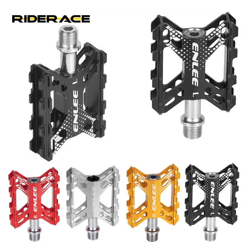 ENLEE Folding Bike Pedals Aluminium Alloy Steel Flat Bicycle Platform Pedals Lightweight Stable Mountain Bike Cycling Pedals