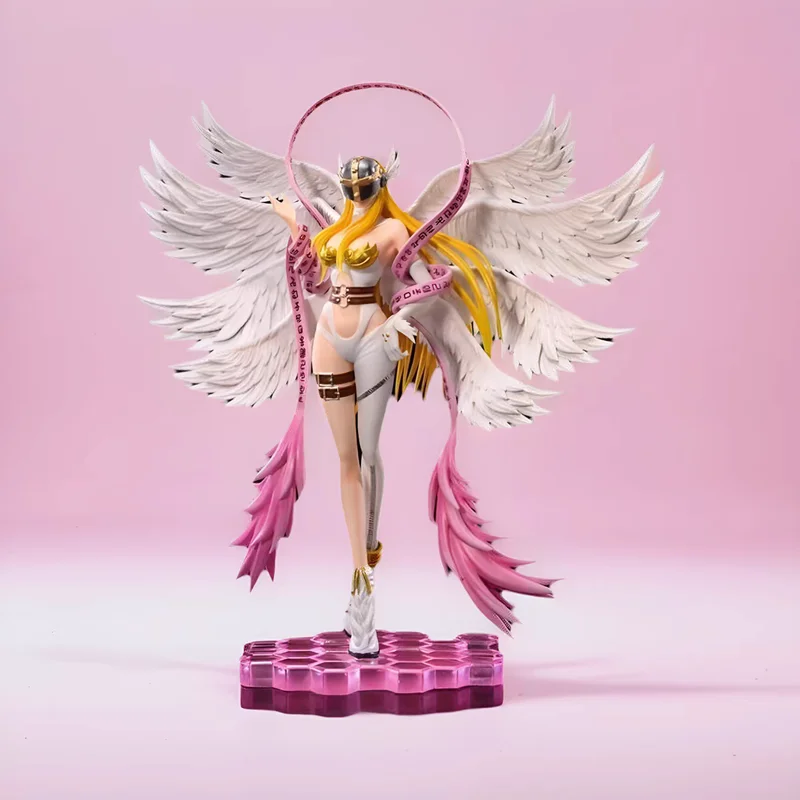 Moon Temple Digimon Angewomon Gk LED-Leuchtstatue, Sammlerfigur, verpackt, Desktop-Dekoration, Modell für Anime- und Spiele-Fans