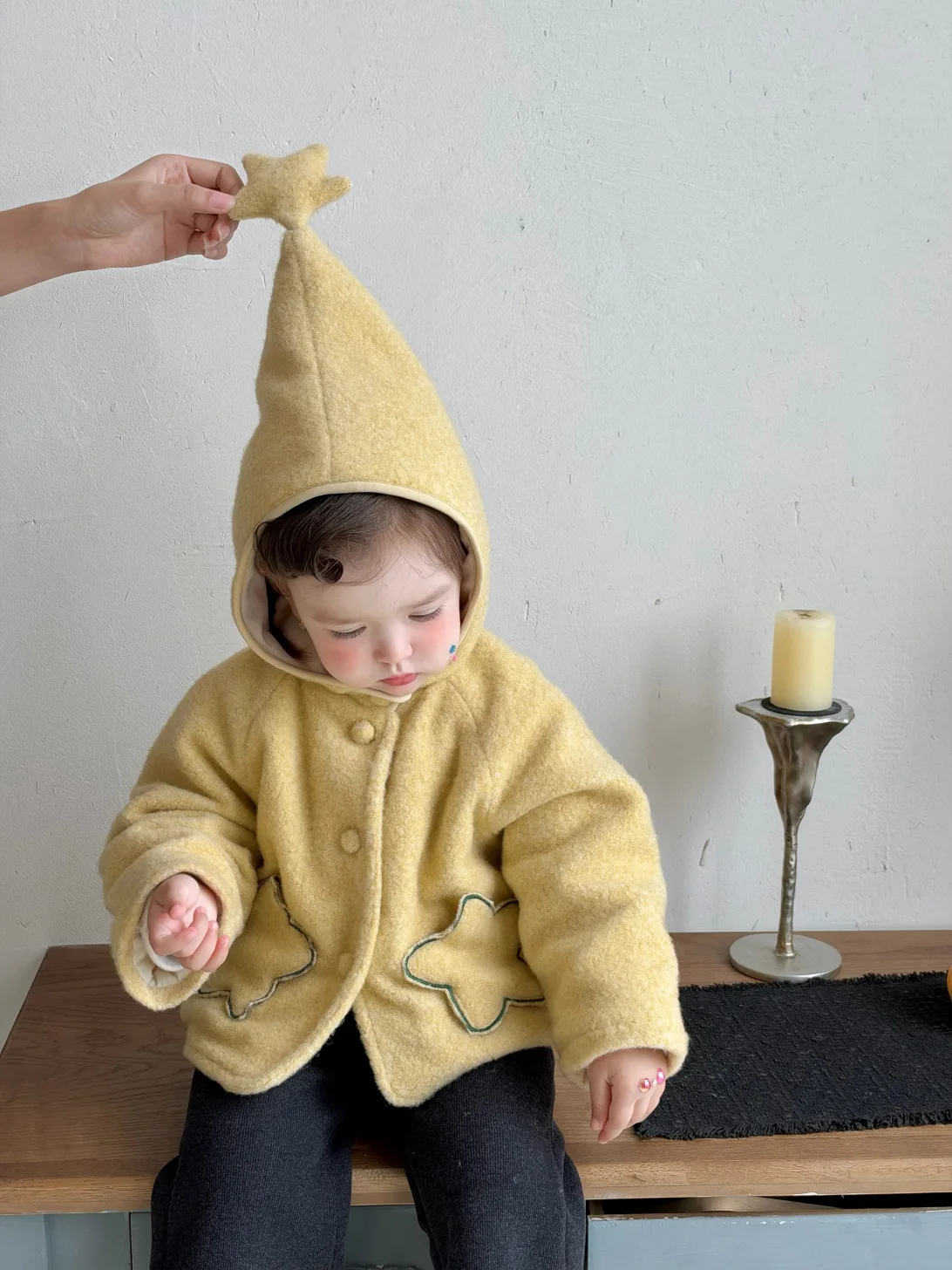 2026 Winter New Baby Girl Warm Woolen Coat Plus Velvet Thick Girls Cute Hooded Wool Coat Fashion Casual Toddler Clothes