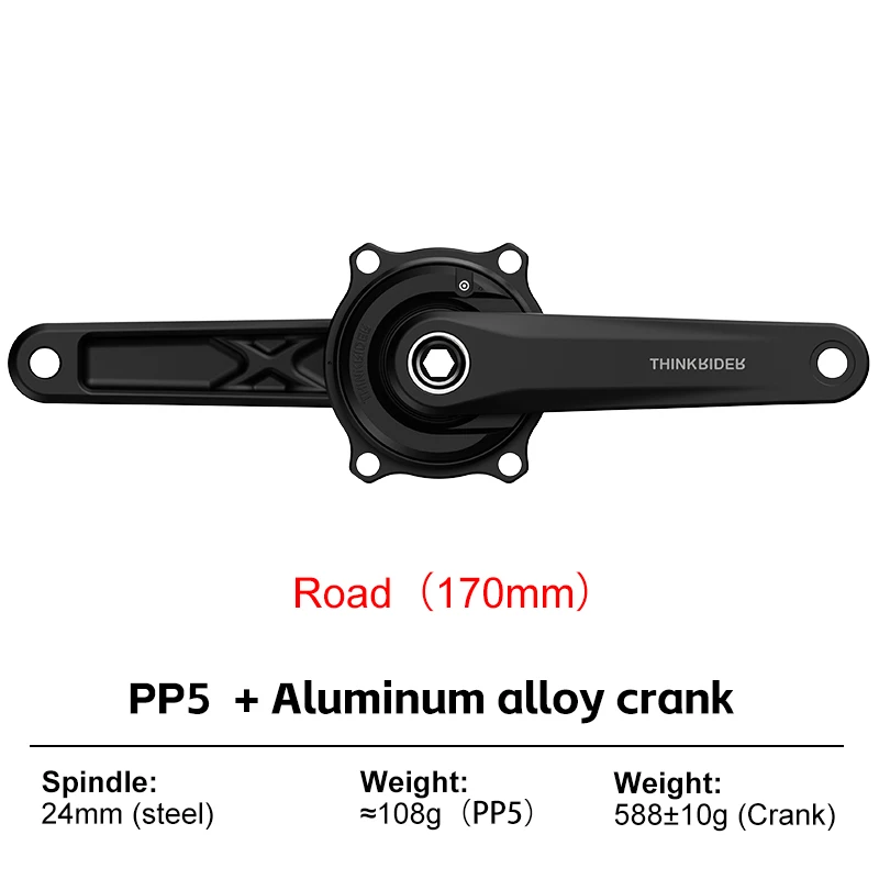 THINKRIDER PP5 Fahrrad-Powermeter mit 4 Bolzen, 110BCD, 24mm Kadenz-Pedalbalance, BLE ANT+ Kurbelgarnitur Kettenblatt für Shimano