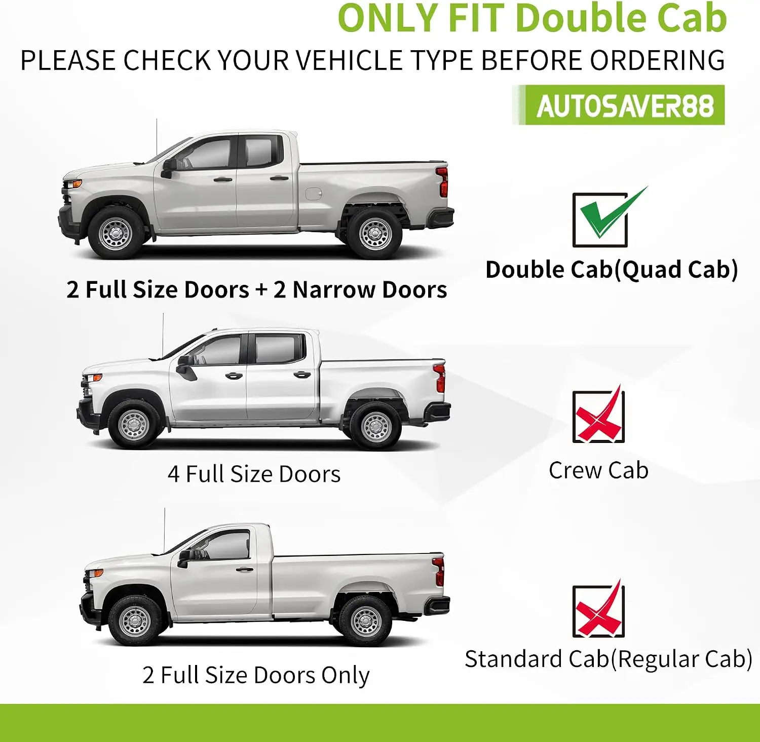 Running Boards Compatible with Chevy Silverado GMC Sierra Double Extended Cab 2019-2026 1500, 2020-2026 2500HD 3500HD, Drop Side
