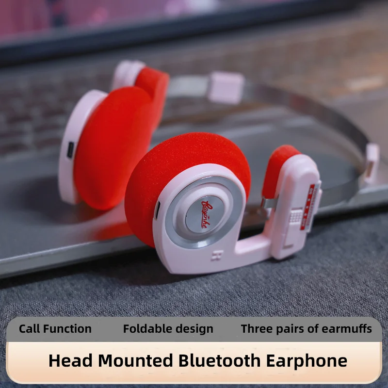 

Retro Bluetooth Headset Earphone Lightweight and Foldable Bluetooth 5.3 Suitable For Small Heads Cute Bluetooth Headphone