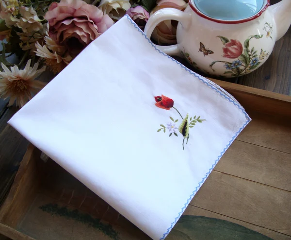 Cotton hand embroidered cloth napkin square cover 40CM British retro style handkerchief