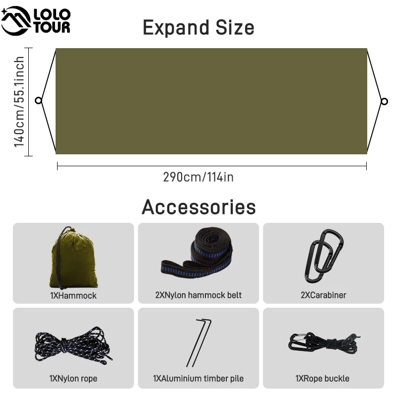 290x140cm Camping Drawstring Hammock Can Accommodate Up To 700 Pounds Of Portable Portable Hammock For Indoor And Outdoor Hiking image 2