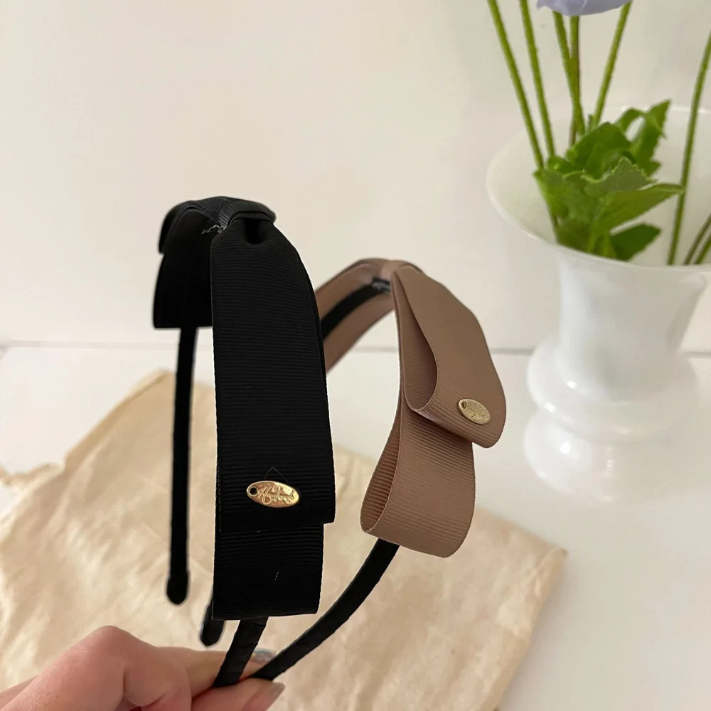Wide Sweet Cloth Solid Color Women Bow Headband Hair Accessories Headwear Hair Hoop