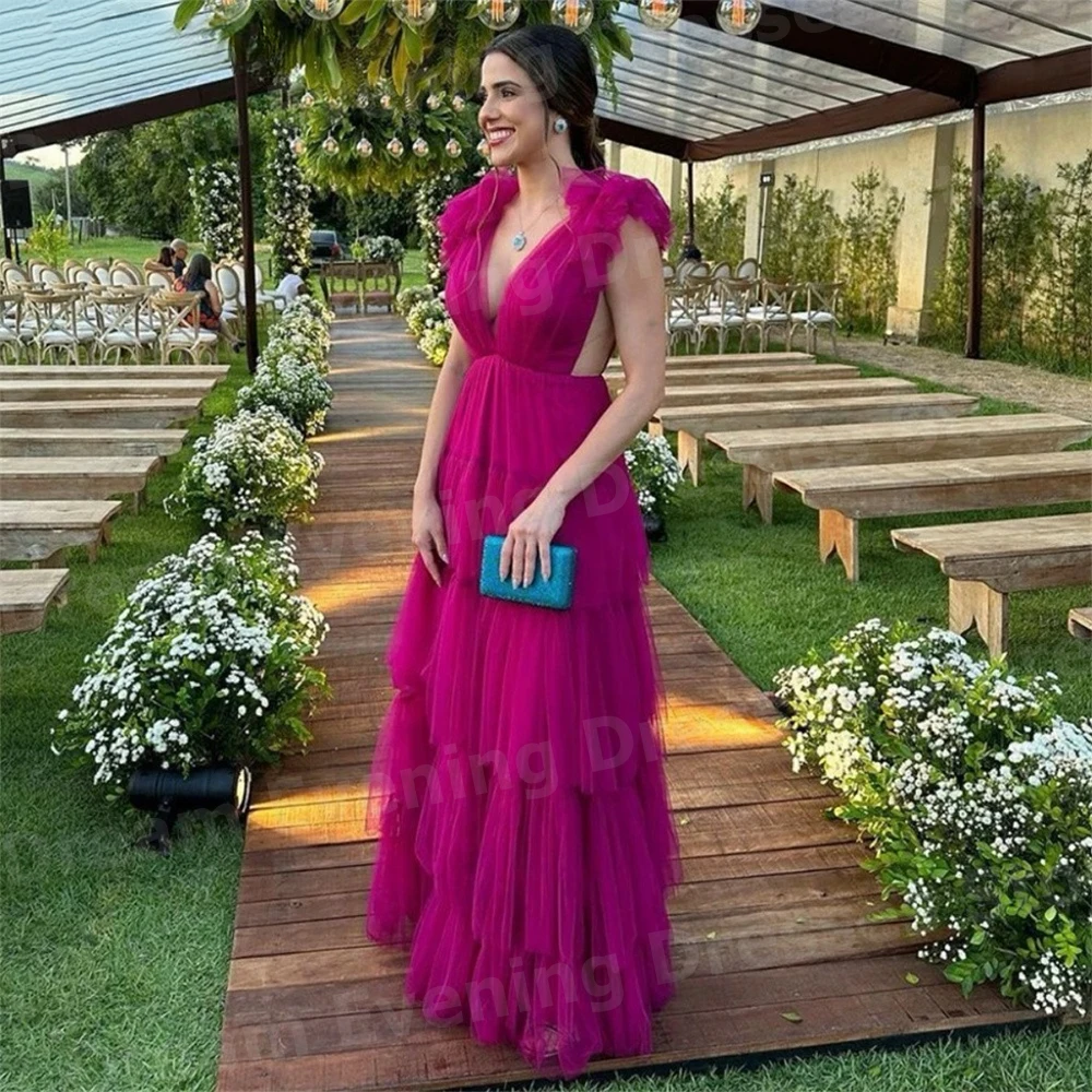 Wdzięku linia damskie suknie wieczorowe dostosowane suknie na bal maturalny urocze bez rękawów, dekolt w serek, bez pleców Vestido De Gala Noche Mujer