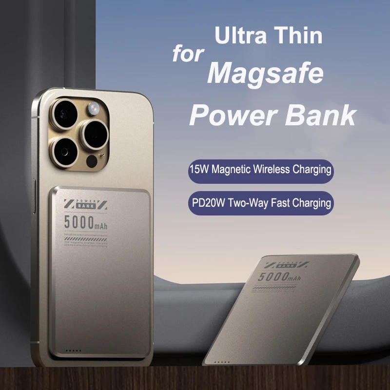 

Ultra thin Alloy Magnetic Power Bank PD20W Wireless Fast Charger For Magsafe Powerbank for iPhone 16 15 14 13 12 Backup battery
