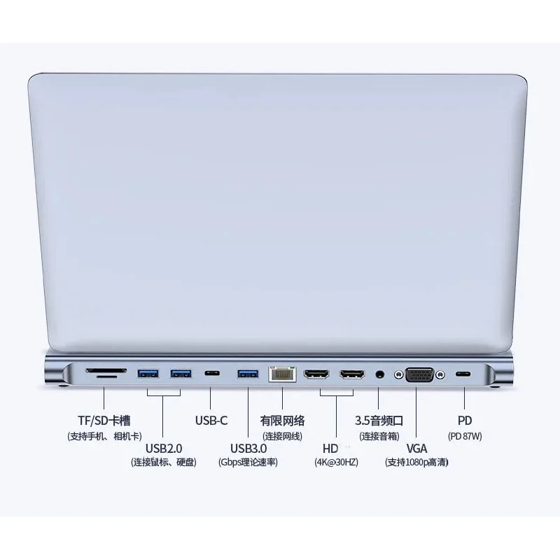In C Docking Station Multi Port Monit USB C To 4K DP HDTV VGA Adapter Type C Hub