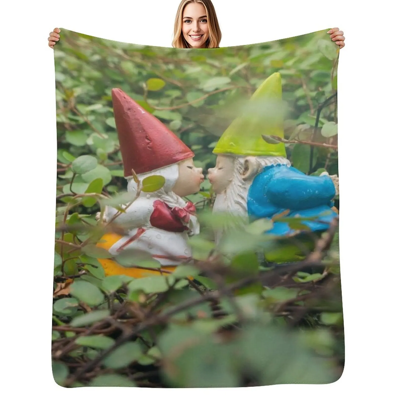 

First Kiss - Kissing Gnomes Throw Blanket Heavy Plaid on the sofa Decorative Beds Extra Large Throw Blankets