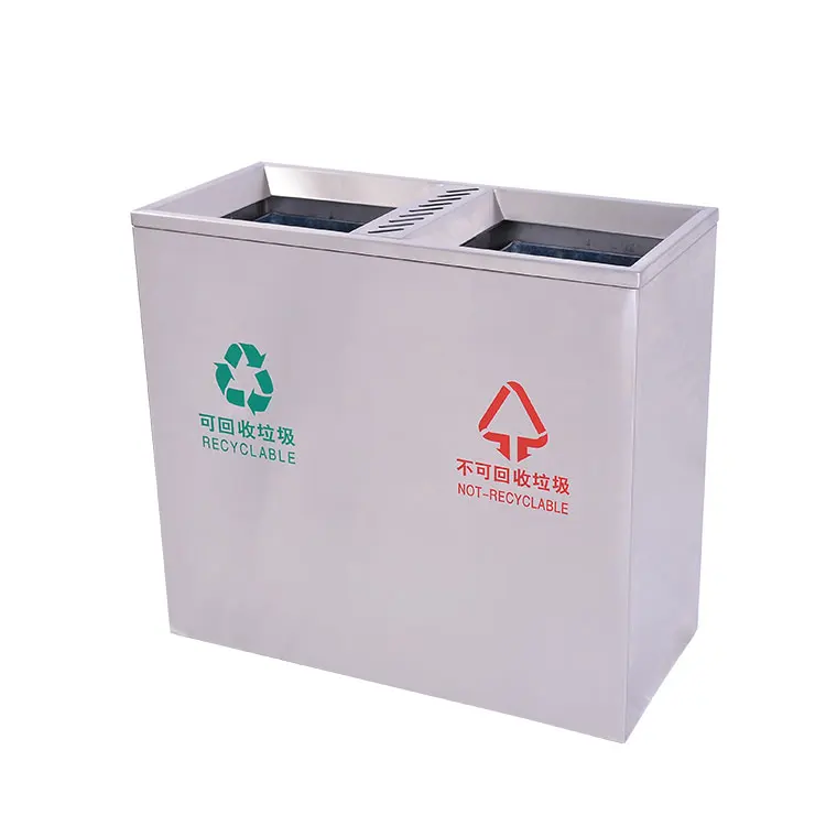 Indoor Stainless Steel Vertical Rectangular Commercial Garbage Bin Without Lid for Hotel