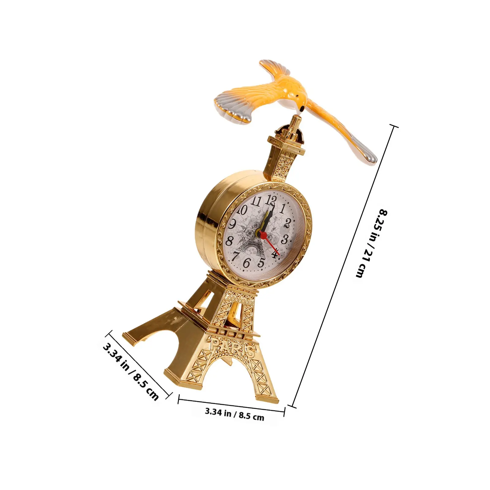 Vintage Retro Alarm Clock Creative Eiffel Tower Shape Desk Time Clock Table Decoration Battery Operated Silent Strong Alarm