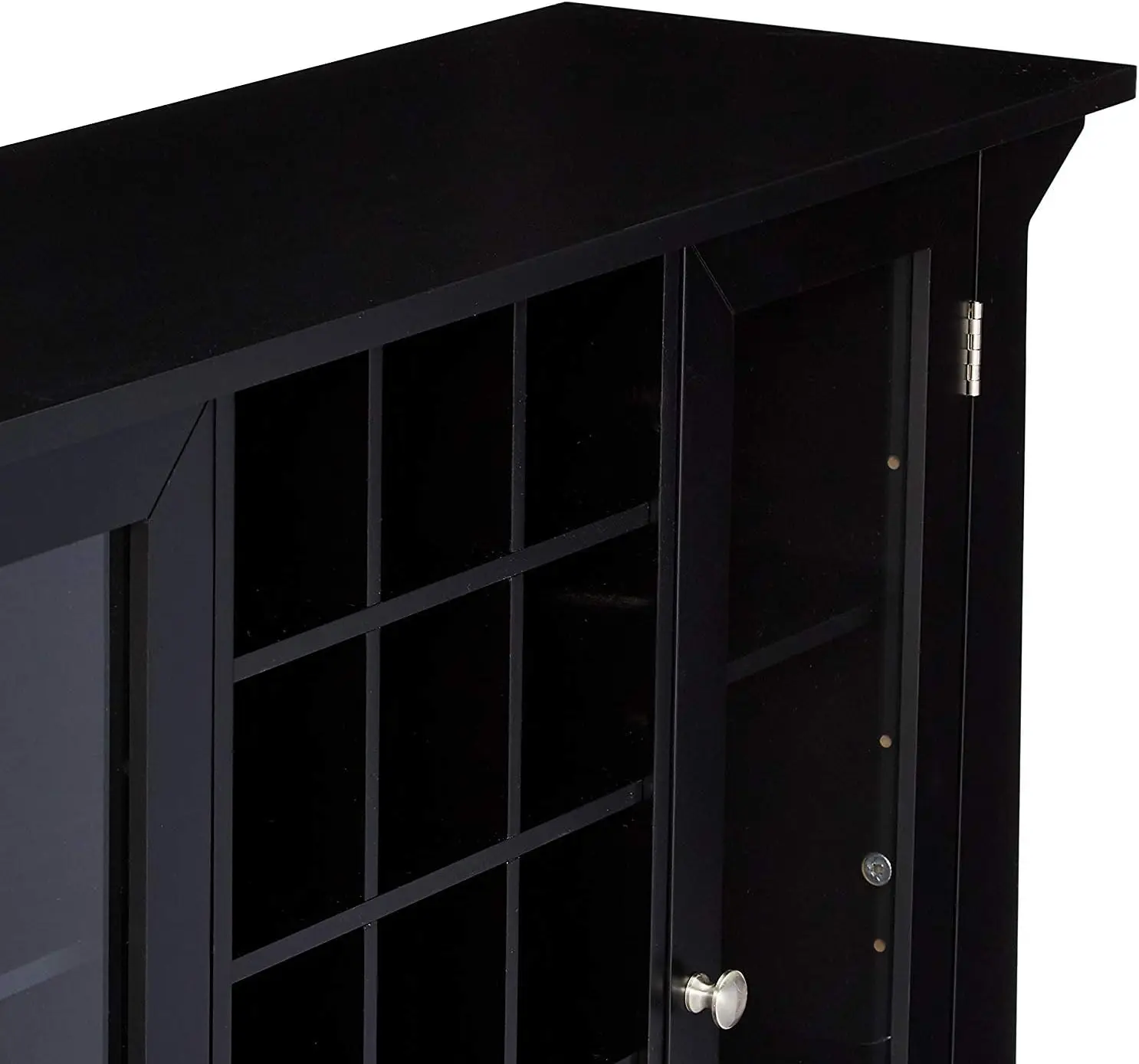 와인 보관함이 있는 마타누스카 우드 뷔페 바 캐비닛, 블랙