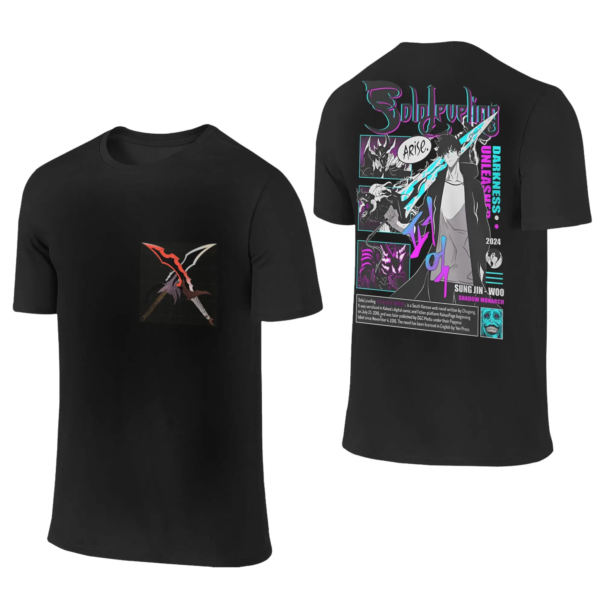 

Novelty Jin Woo Daggers T-Shirt Men O Neck 100% Cotton T Shirt S-Solo L-Leveling Anime Short Sleeve Tees Gift Idea Tops