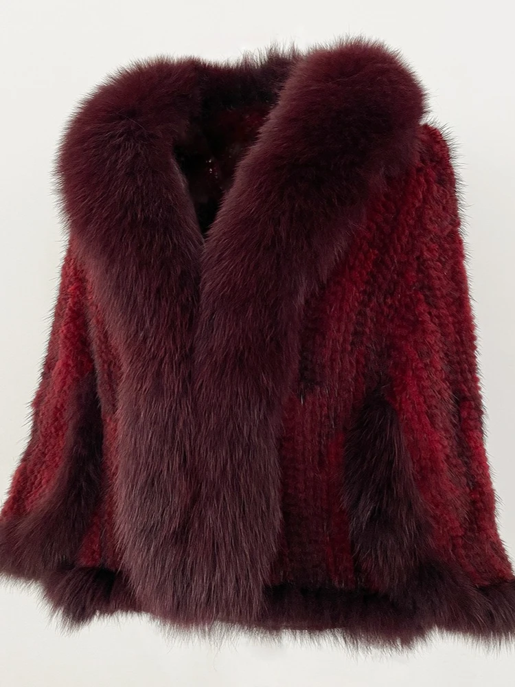2025 femmes Cape écharpe naturel fourrure de renard Cape automne hiver châle mode tricoté véritable vison fourrure veste réel vison fourrure manteau