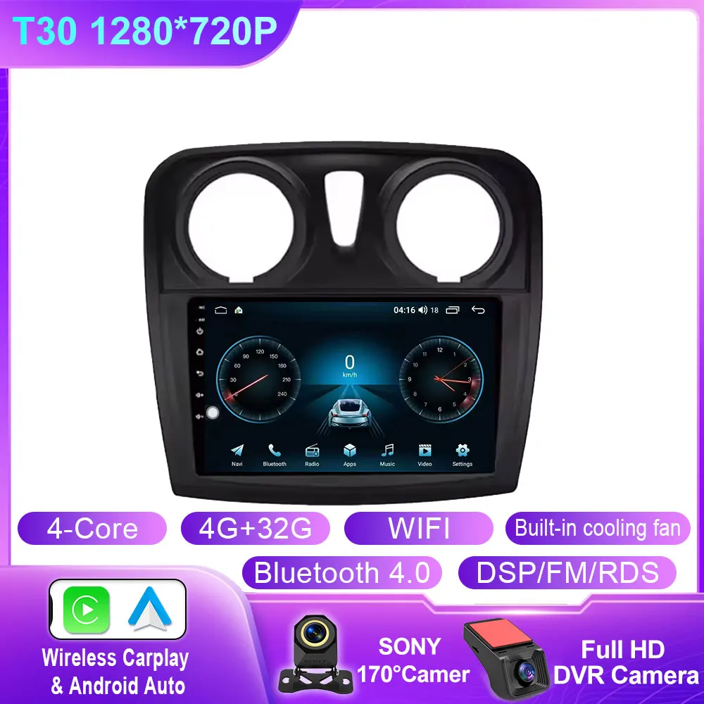 Android 14 Carplay Auto Voor Renault Logan 2 Sandero 2 2012-2016 2017 2018 2019 Autoradio Multimedia Speler stereo GPS WIFI DPS