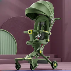 Cochecito de bebé multifunción de dos vías, carrito de bebé sentado y tumbado, portátil, de cuatro ruedas, vista alta, nuevo