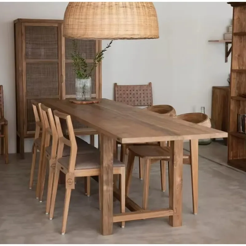 Modern  style solid wood dining table Simple wooden worktable Household wooden dining table Computer table