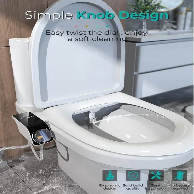 

Bidet Toilet Seat Attachment Non-Electric Wash Feminine Wash Single Cool Dual Jet Smart Toilet Cover Self Cleaning Dual Nozzle