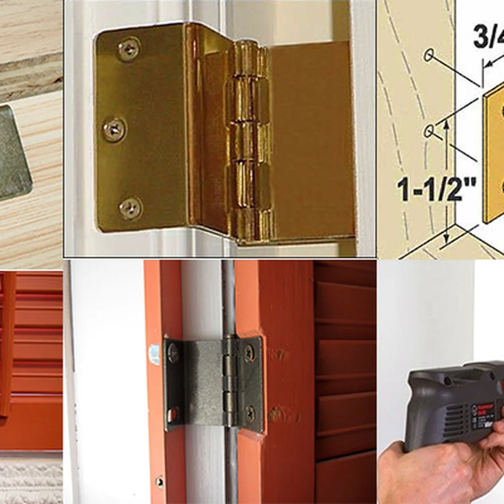 Double Bend Folding Hinge Four Fold Connector Cabinet Door Hardware For Jewelry Box Wood Case Iron Hinge Repair Fittings