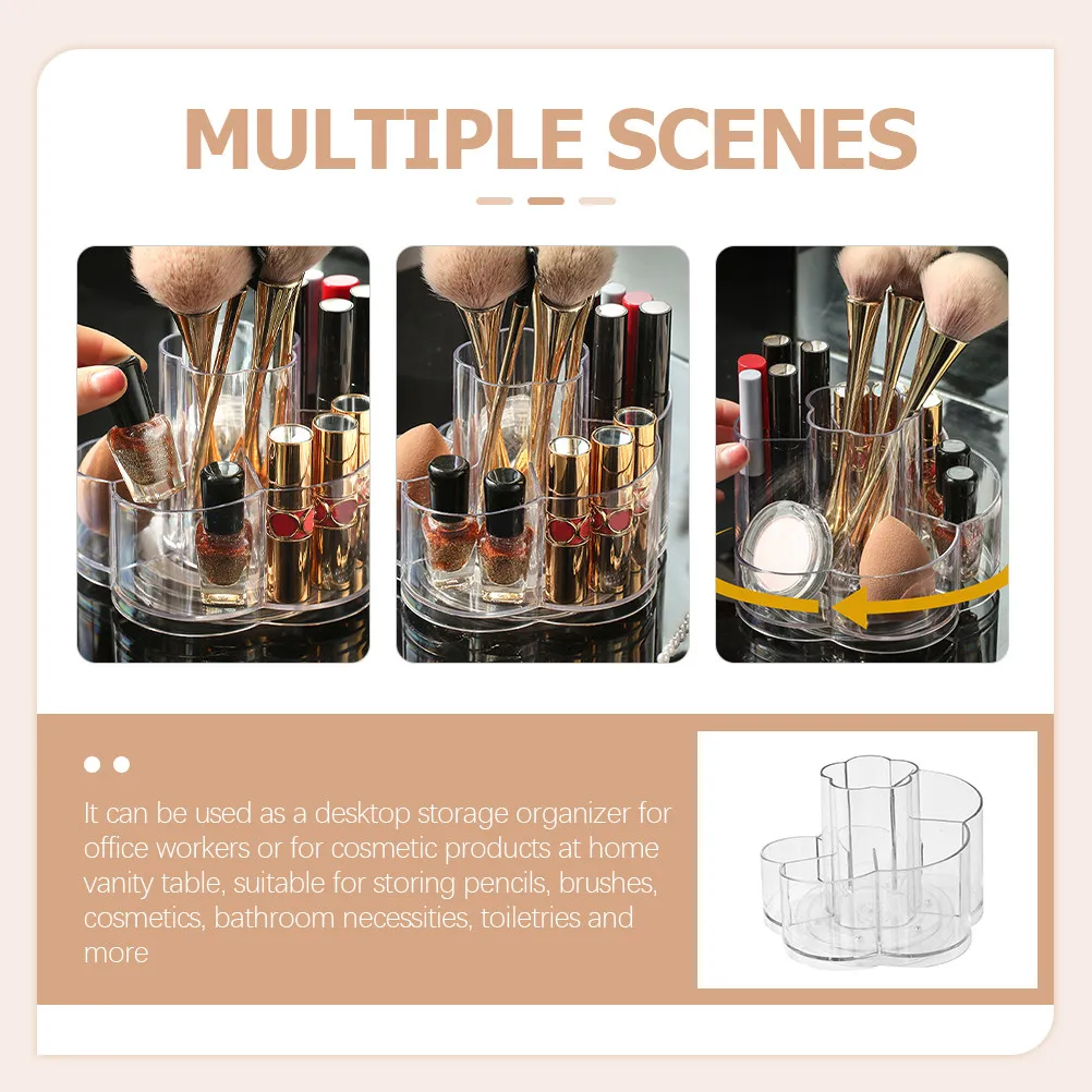 

Прозрачный пластиковый вращающийся органайзер для кистей для макияжа, для туалетного столика, настольный контейнер для хранения косметики, карандашей и туалетных принадлежностей