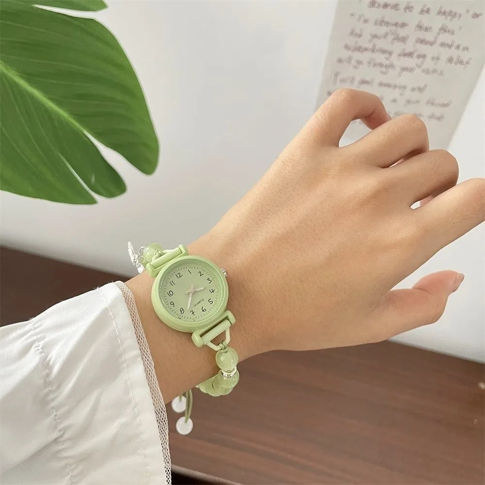 Fashion Elegant Bracelet Watch Adjustable Beaded Chain Watch Butterfly Pendant Quartz Watch for Women Girls