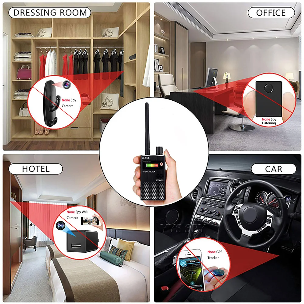 G318 Anti-Spy RF Signal Detector GSM Audio Bug GPS Tracer Lens Device Finder Wireless Spy Camera Anti Candid Camera Scanner G319