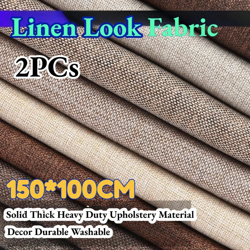 

Ткань под лен, плотная, износостойкая, универсальный материал для обивки, для чехлов на диваны, декора гостиной, прочная, моющаяся, 2 шт.