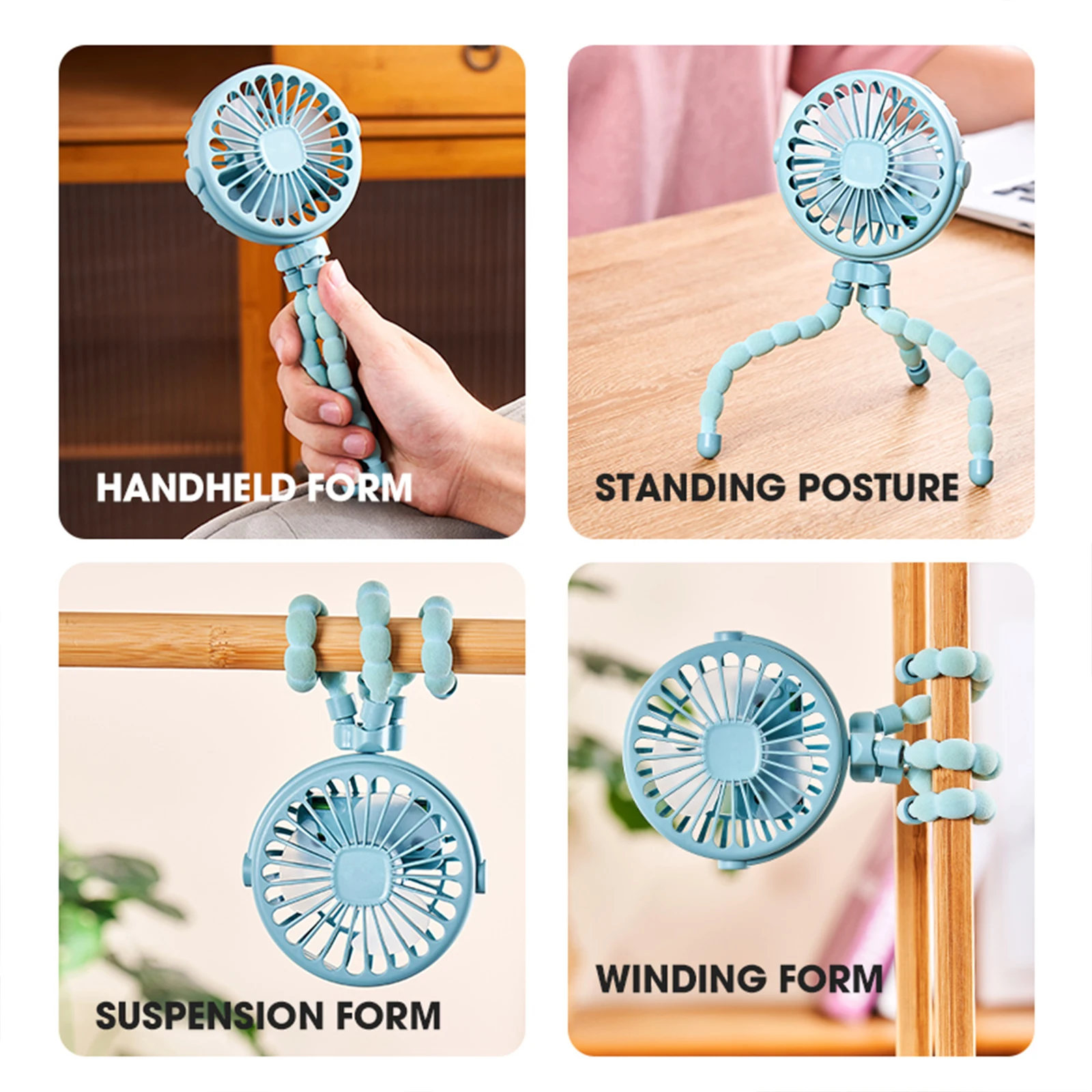 EIGIIS Mini Portable Stroller Fan, Battery Operated Small Clip on, Detachable 3 Speed Rechargeable, Better Cooling for Car Seat Crib Treadmill Travel