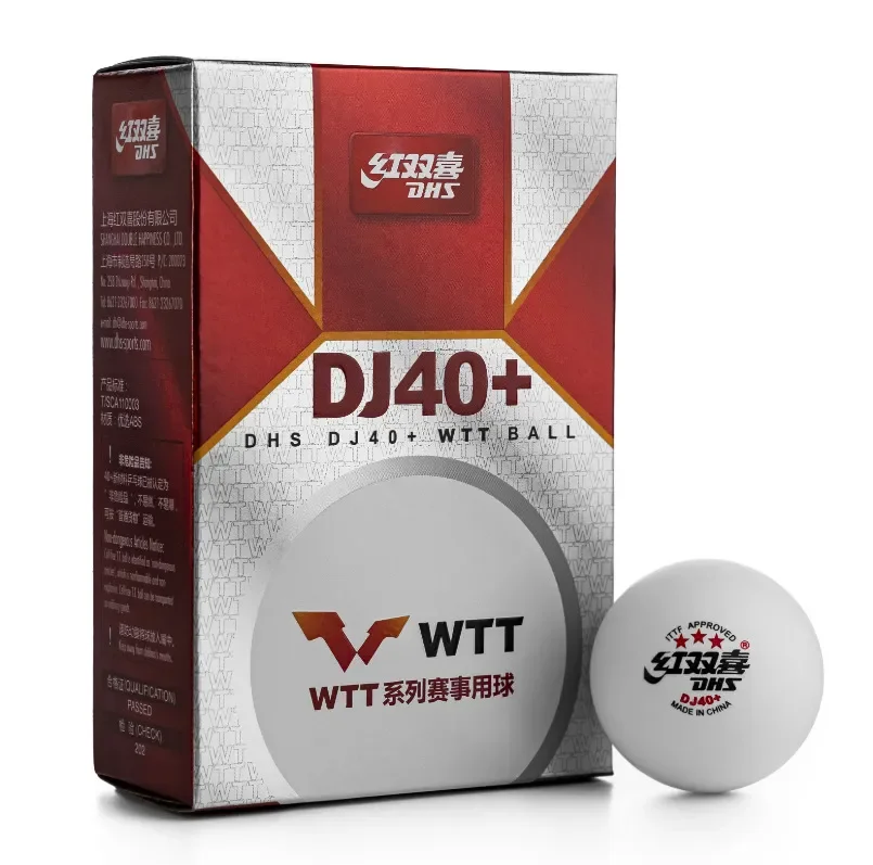 DHS 6pcs ABS New Material DJ40+ 3-Star Ping Pong Balls, Professional ITTF Approved 40+ Table Tennis Balls for WTT Competition