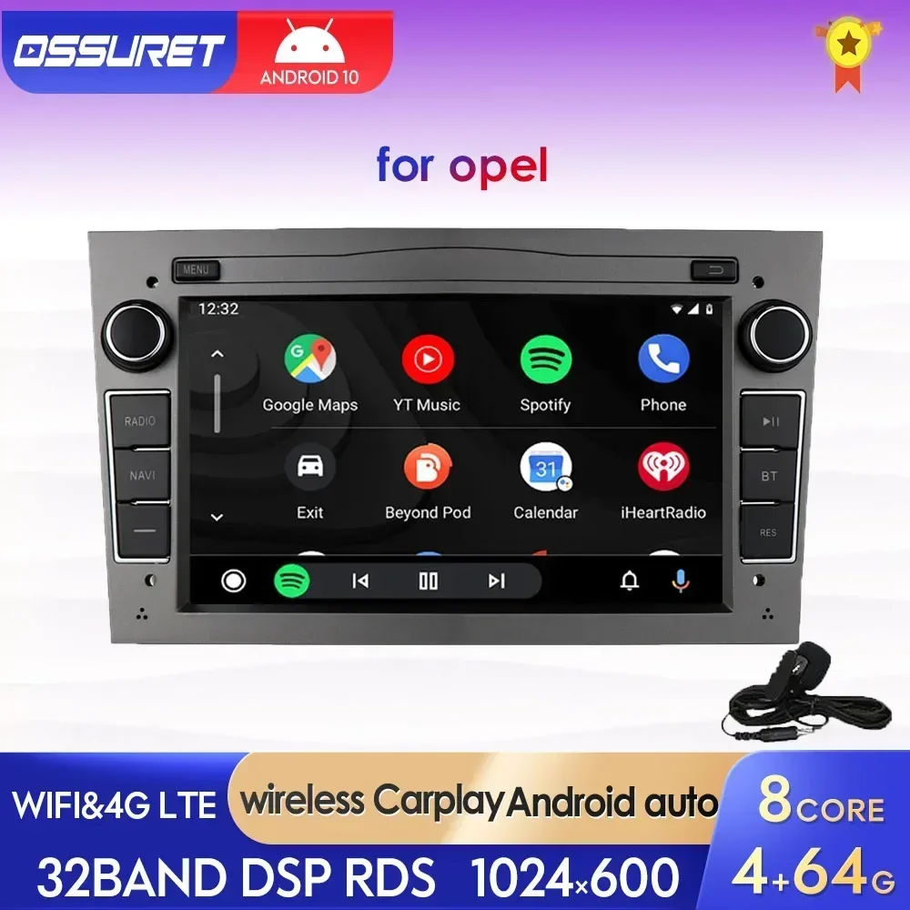 2DIN Car Radio Android for Opel Astra H Corsa C D Vauxhall Vectra Antara Zafira Vivaro Meriva Combo Signum Carplay Multimedia