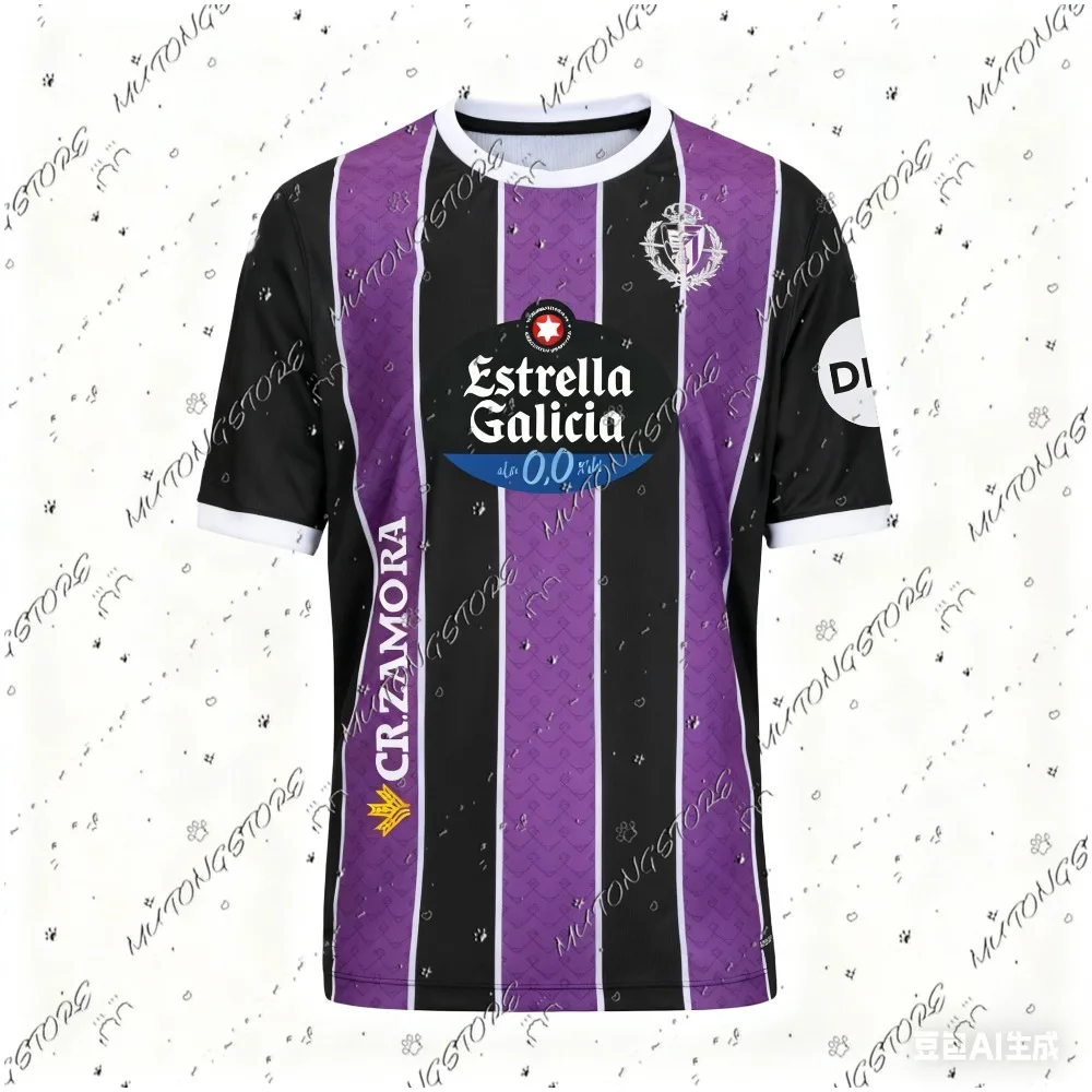 أزياء ريال Valladolid 25-26 المنزل وبعيد قمصان كرة القدم ثلاثية الأبعاد مطبوعة قصيرة الأكمام تي شيرت رياضي نفسها للبالغين الأطفال #1