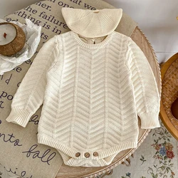 New Infant Kids Baby Girls Long Sleeve Solid Color Knit Jumpsuit Autumn Toddler Kids Baby Girls Children Clothes Rompers