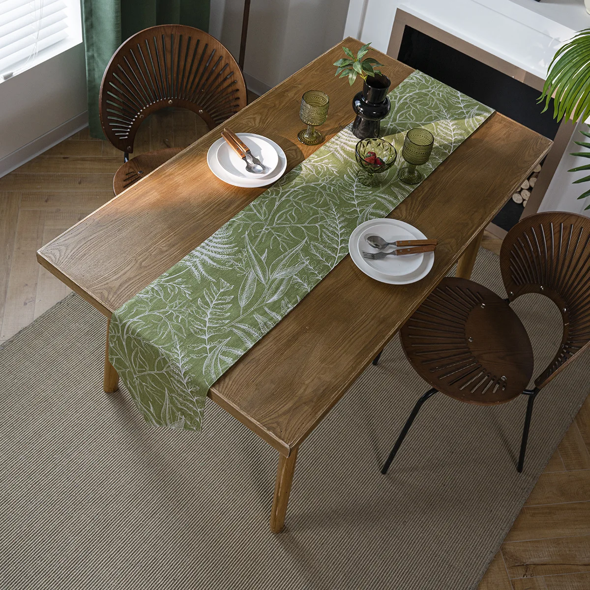 Yi Man Qi Yun Printed Table Runner Leaf Double Layer Craft Coffee Table American Country Simple Coffee Table TV Cabinet