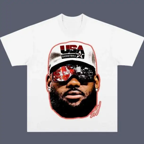 USA 2024 James Big Head Vintage Tee, Lebron James T-Shirt, Unisex Basketball Shirt, Hip Hop Graphic Tee, Menswear Womenswear Streetwear