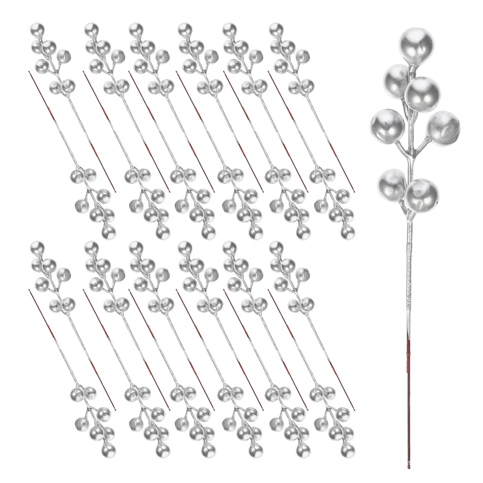 

30pcs Artificial Stems Bright Color Artificial Xmas Berry Stem Diy Christmas Berry Picks For Vase Filler Xmas Tree Decorations