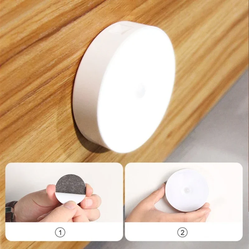 Luz nocturna con Sensor de movimiento LED, lámpara de pared para dormitorio recargable por USB, Sensor de luz corporal inteligente