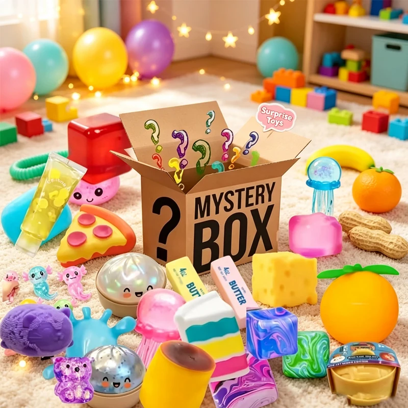 Hot Blind Box Mystery Kawai Cat Paw Mochi Squishy, Simulated Food Fidget Toy, Cute Squeeze Foot Toy Antistress Stress-Reliet