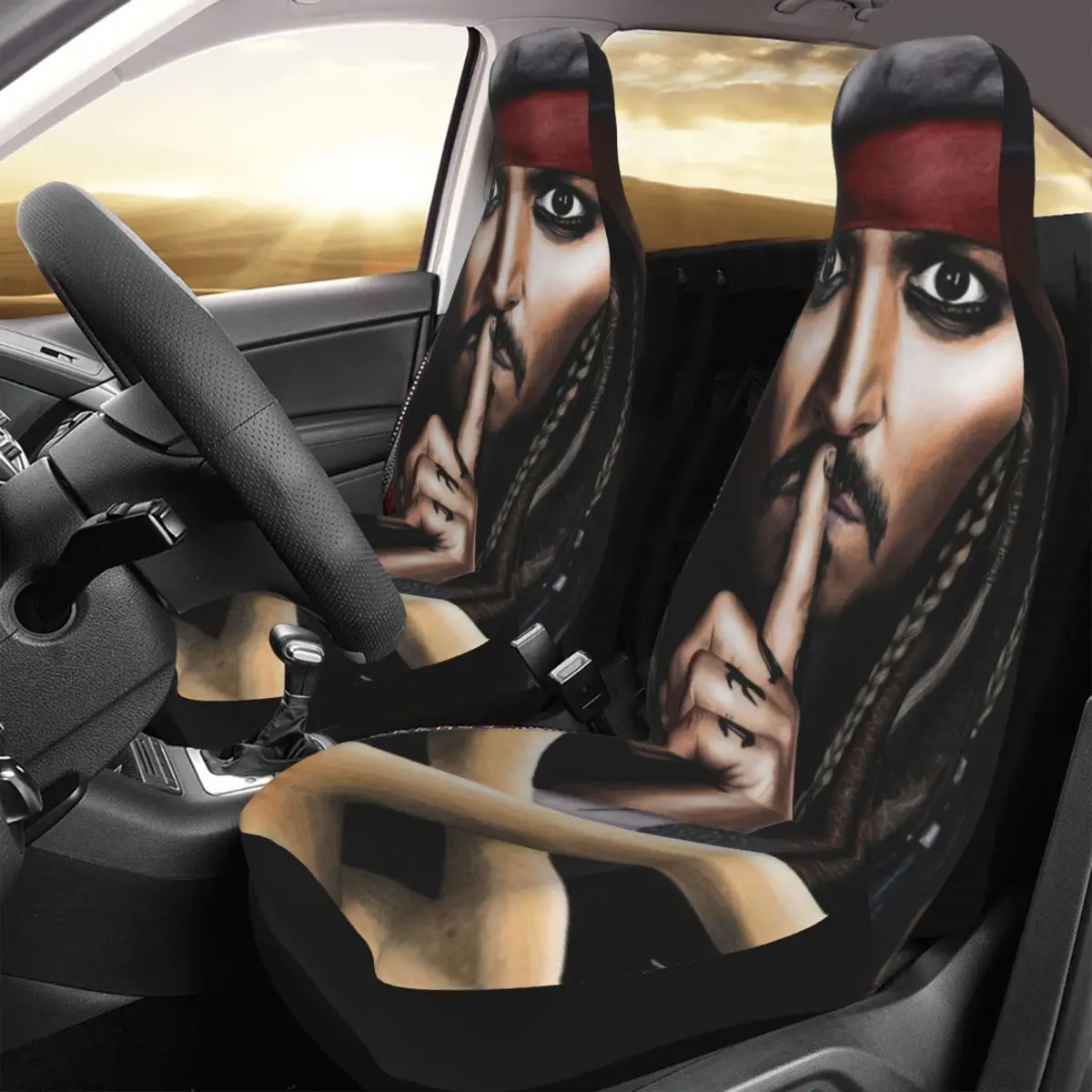 Captain Jack Sparrow Car Seat Cover Custom Printing Universal Front Protector Accessories Cushion Set