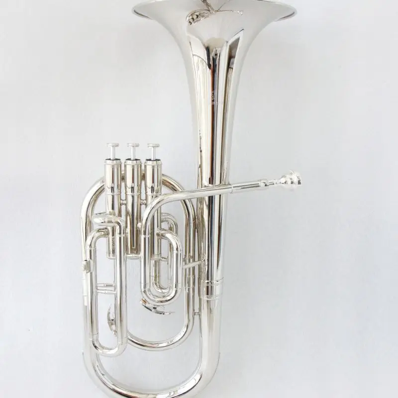Professional Eb Alto Baritone Horn Yellow Brass Nickel‑Plated Stainless Steel Piston Wind Instrument