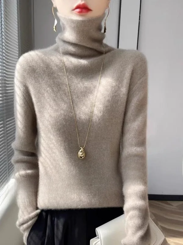 

Slim Fit High Collar Knitted Wool Sweater Women's Faion Autumn Winter Color Base Layer Top Quali Crtsmanip