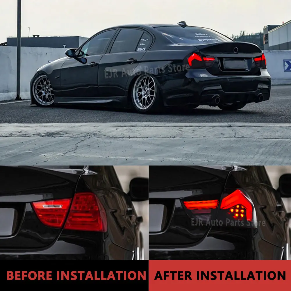 For BMW 3 Series E90 2009-2012 Rear Tail Light Modified LED Dynamic Turn Signal Taillight Start-up Animation Car Lamp Accessory
