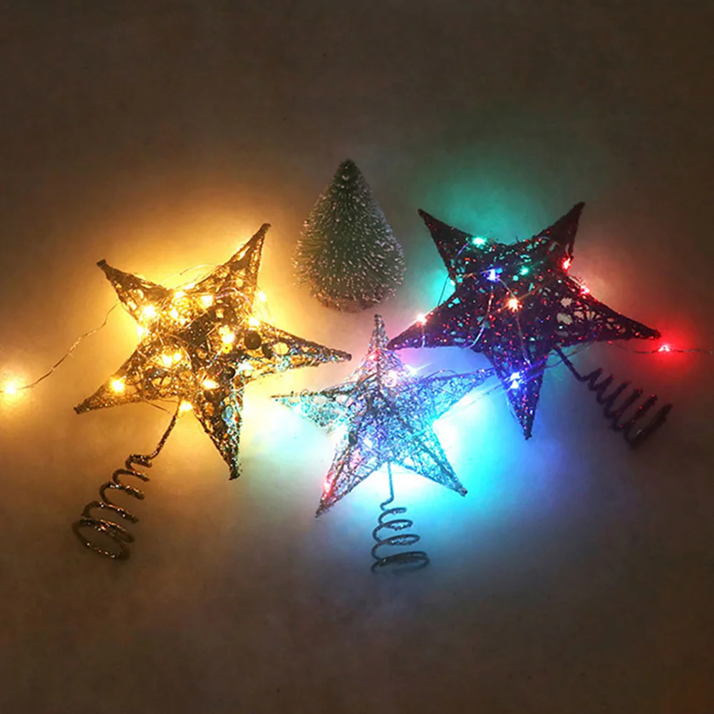 

2Pcs Christmas Tree Top Star Gold Toppers Shaped Decoration Holiday naments Large Trees Christmas Adornment Festival