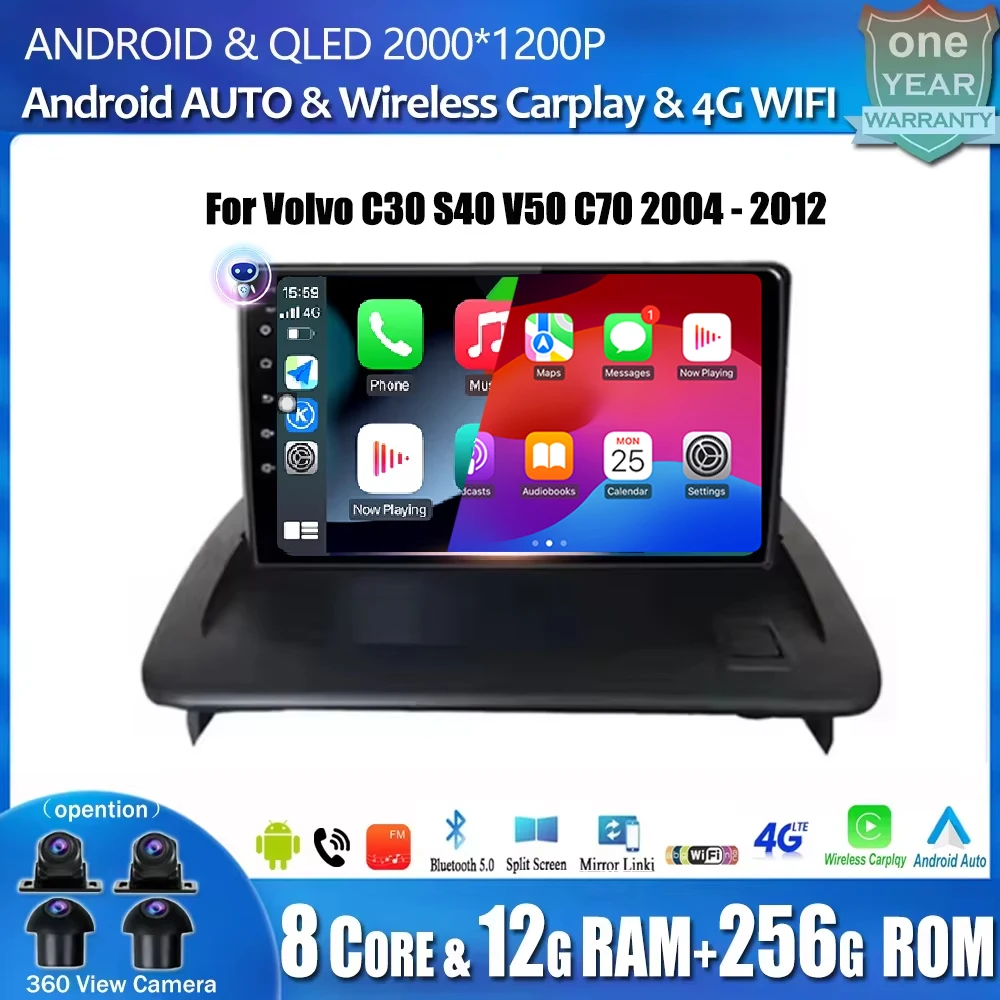 

Android OS Auto Car Video Player For Volvo C30 S40 V50 C70 2004 - 2012 Multimedia Radio Carplay GPS Navigation Monitor Stereo 4g