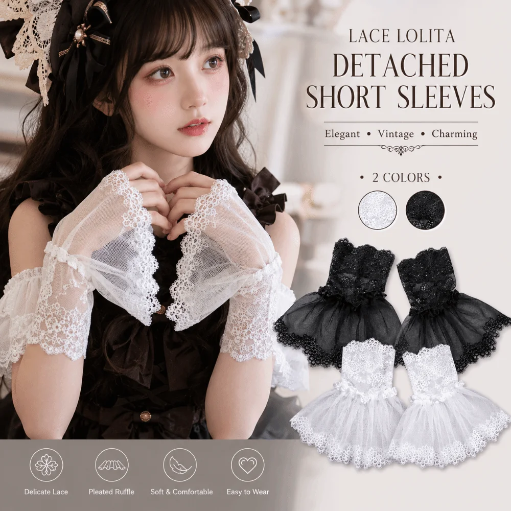 

Vintage Pleated Ruffles Detachable Cuffs Ruched Fingerless Gloves Lace Fake Sleeves Cuff White Fake Flared Sleeves Wedding Decor