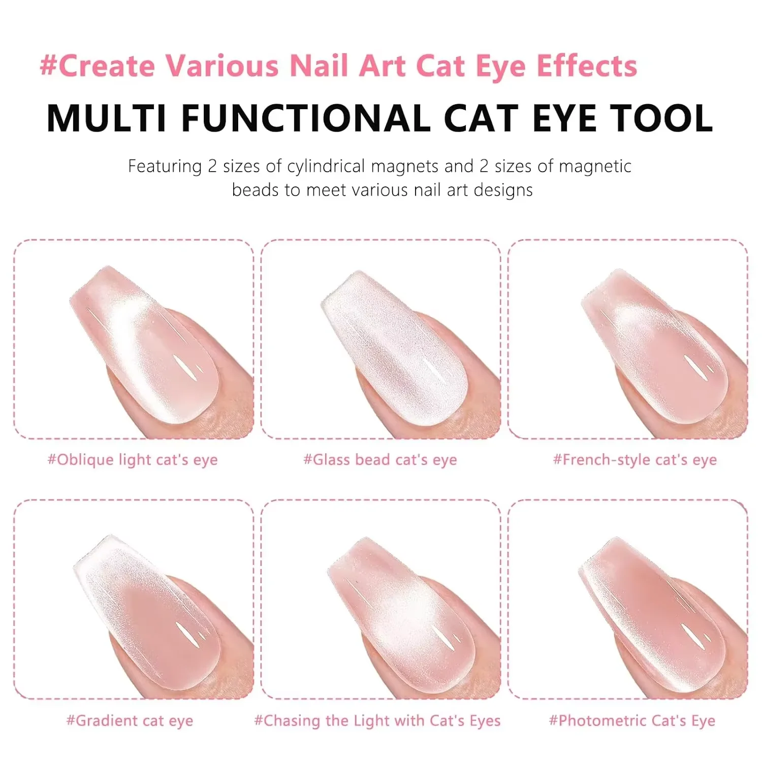 1Pcs Round Steel Magnetic Ball Double-Headed Thickened Cat-Eye Magnetic Stick Cylindrical French Magnet Pen Cat Eye Magnet Tool image 5